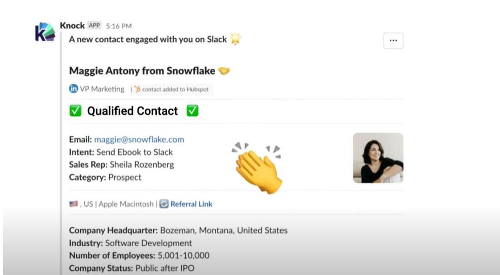 Knock Software - Knock qualified contact information