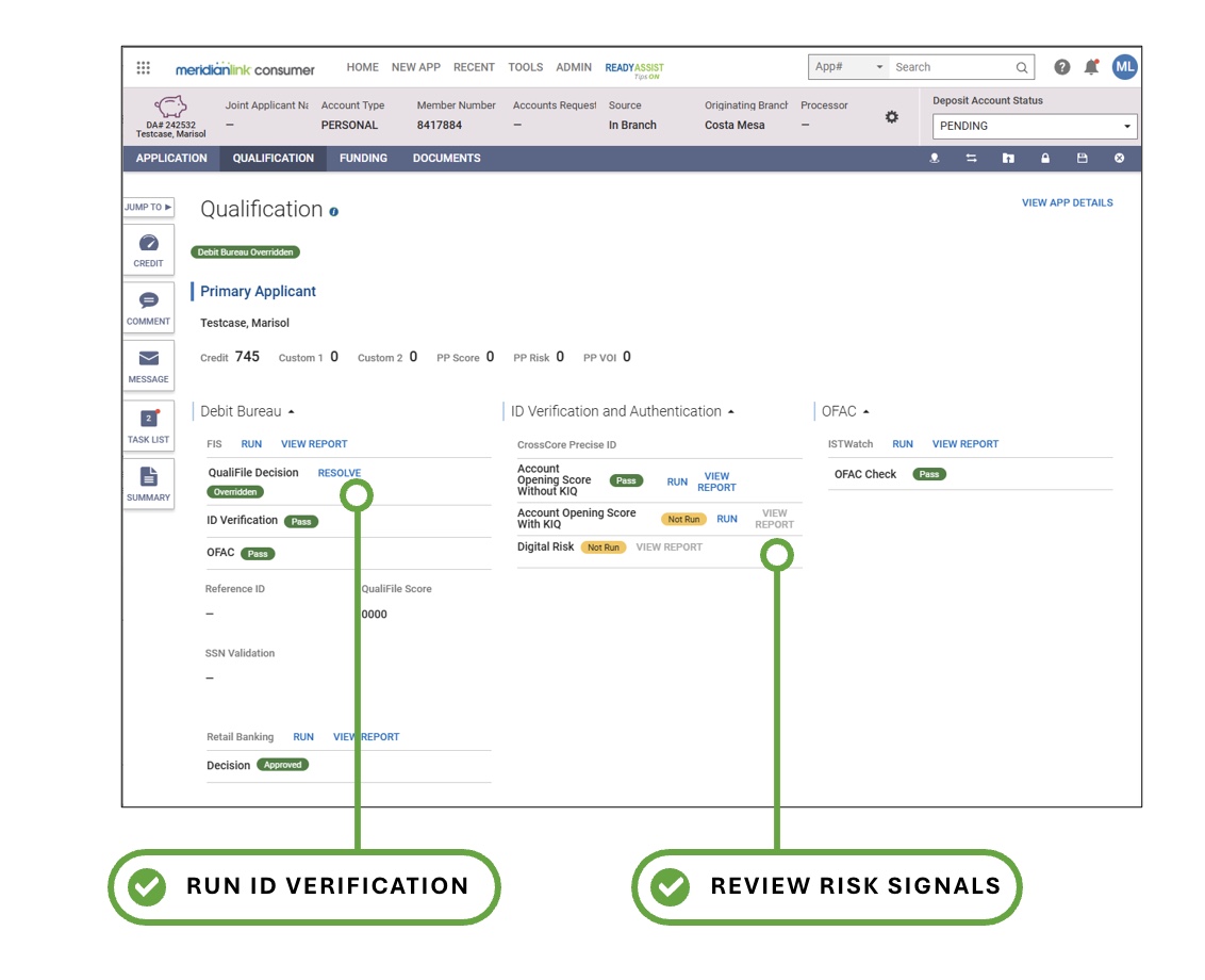 MeridianLink Opening Software - Stop Fraud ​Early: Protect against fraud before account creation with advanced ID verification and risk scoring.