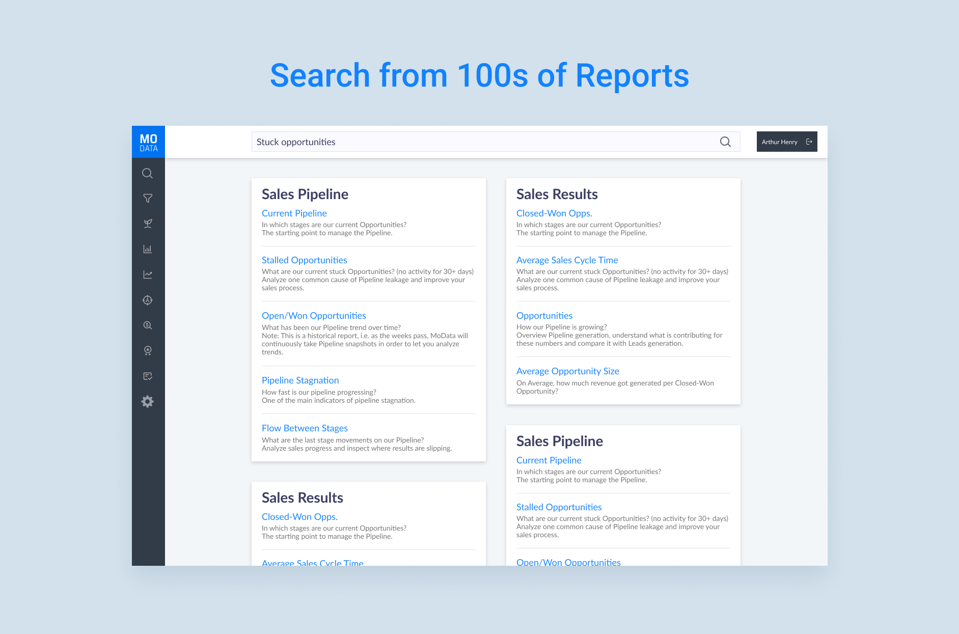MoData Suite Software - Search Reports