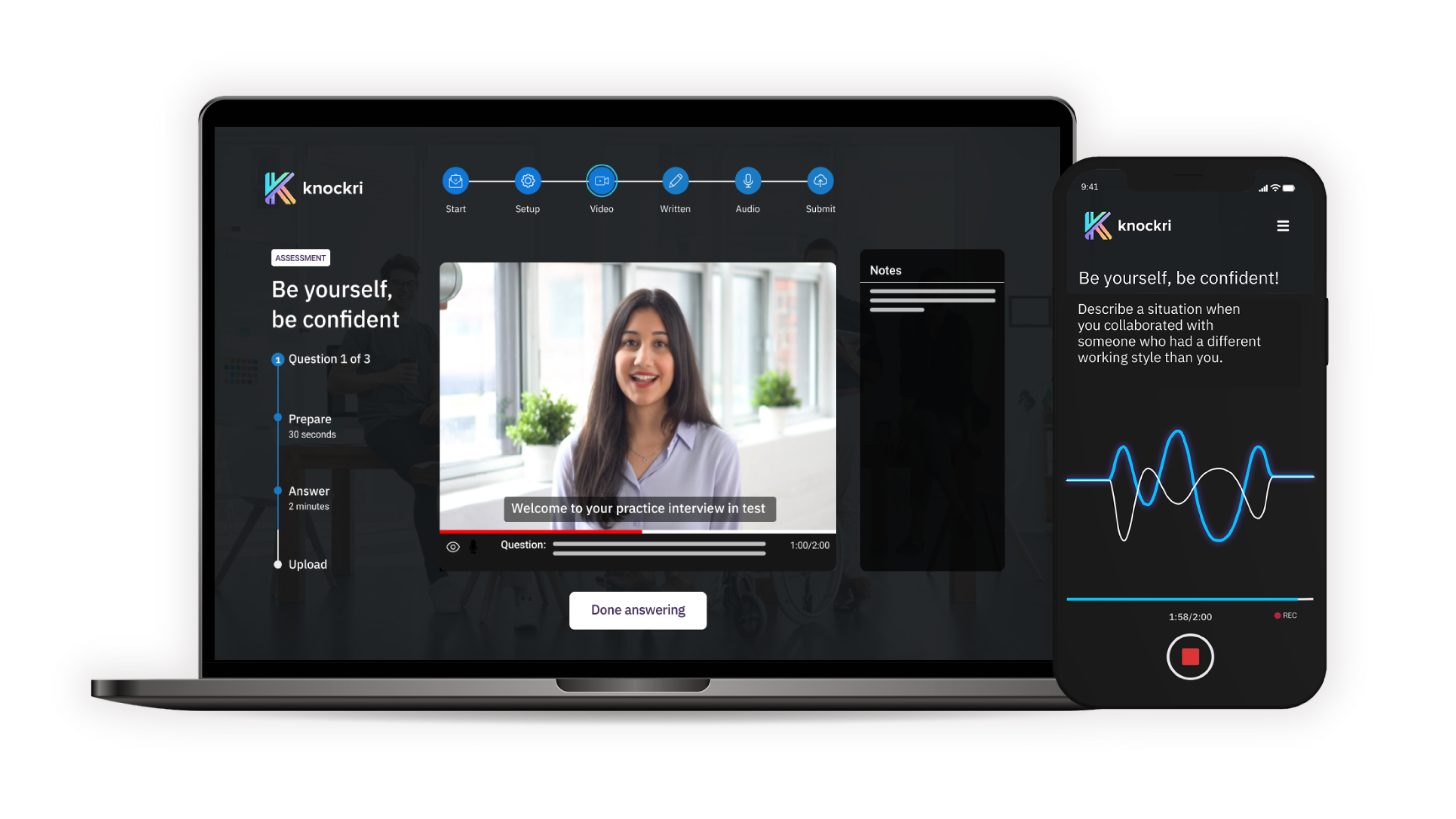 Knockri screenshot: Laptop and mobile friendly experience