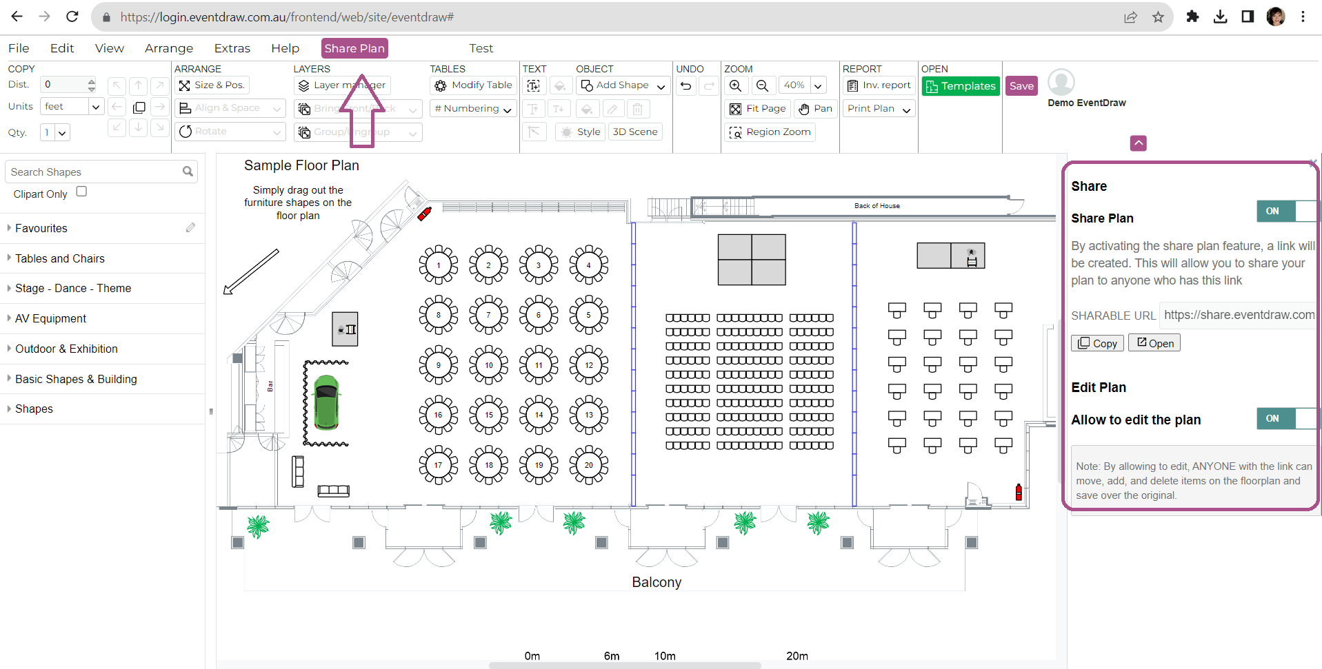 Share Floor Plan with your team members or clients - Collaboration