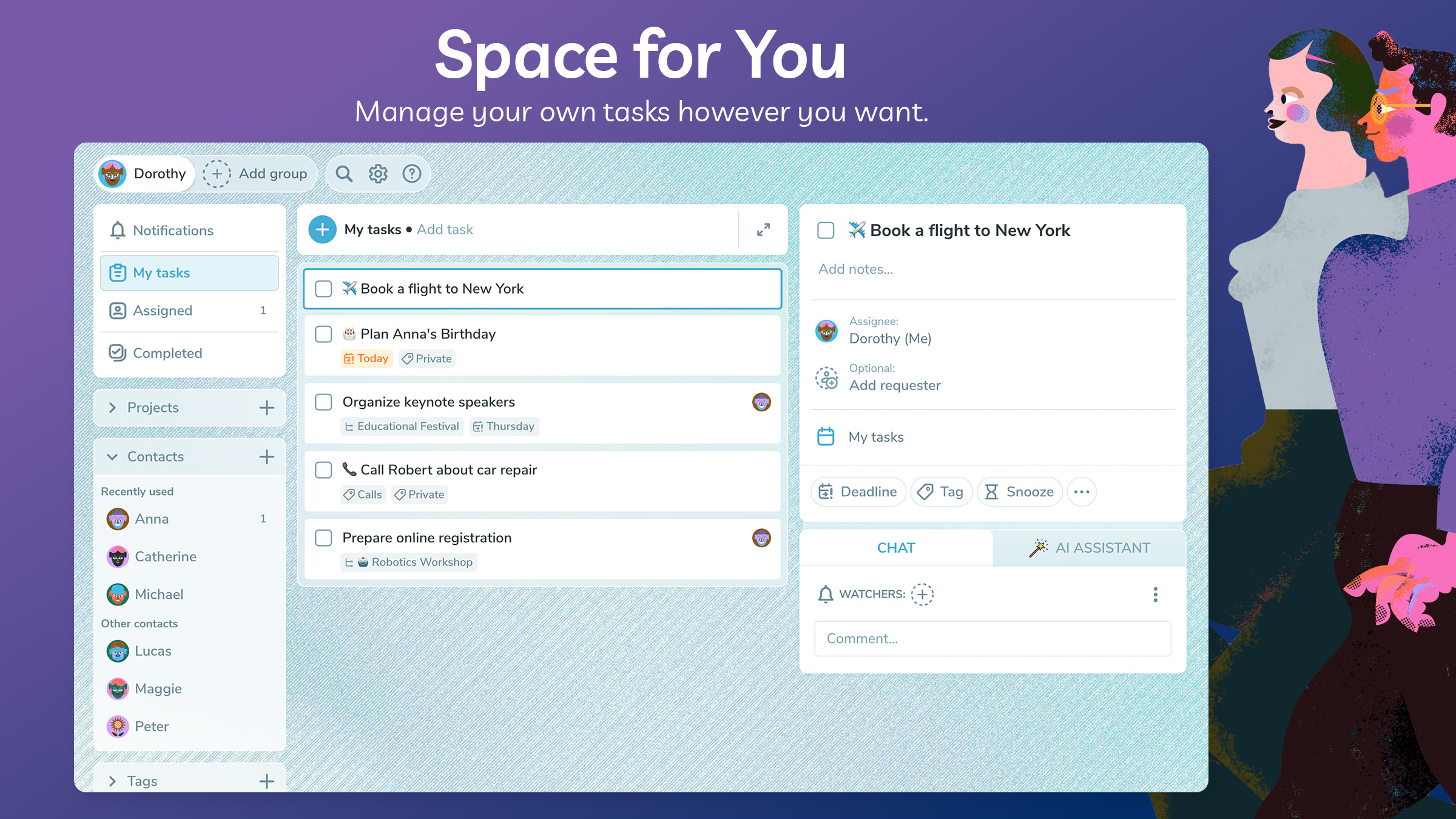 Ping screenshot: Ping my tasks