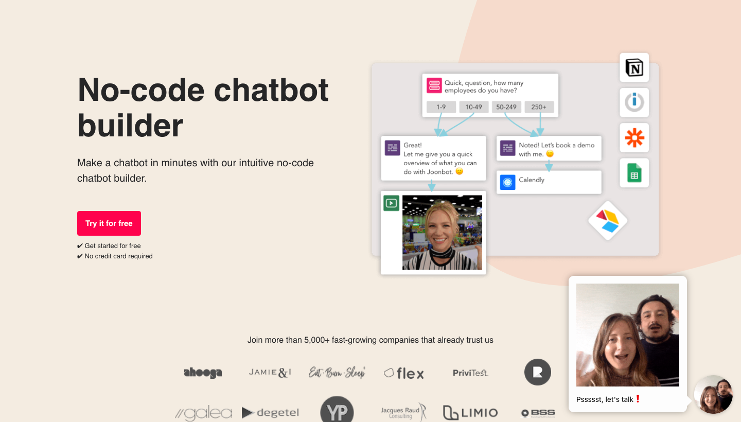 No-code and intuitive chatbot builder