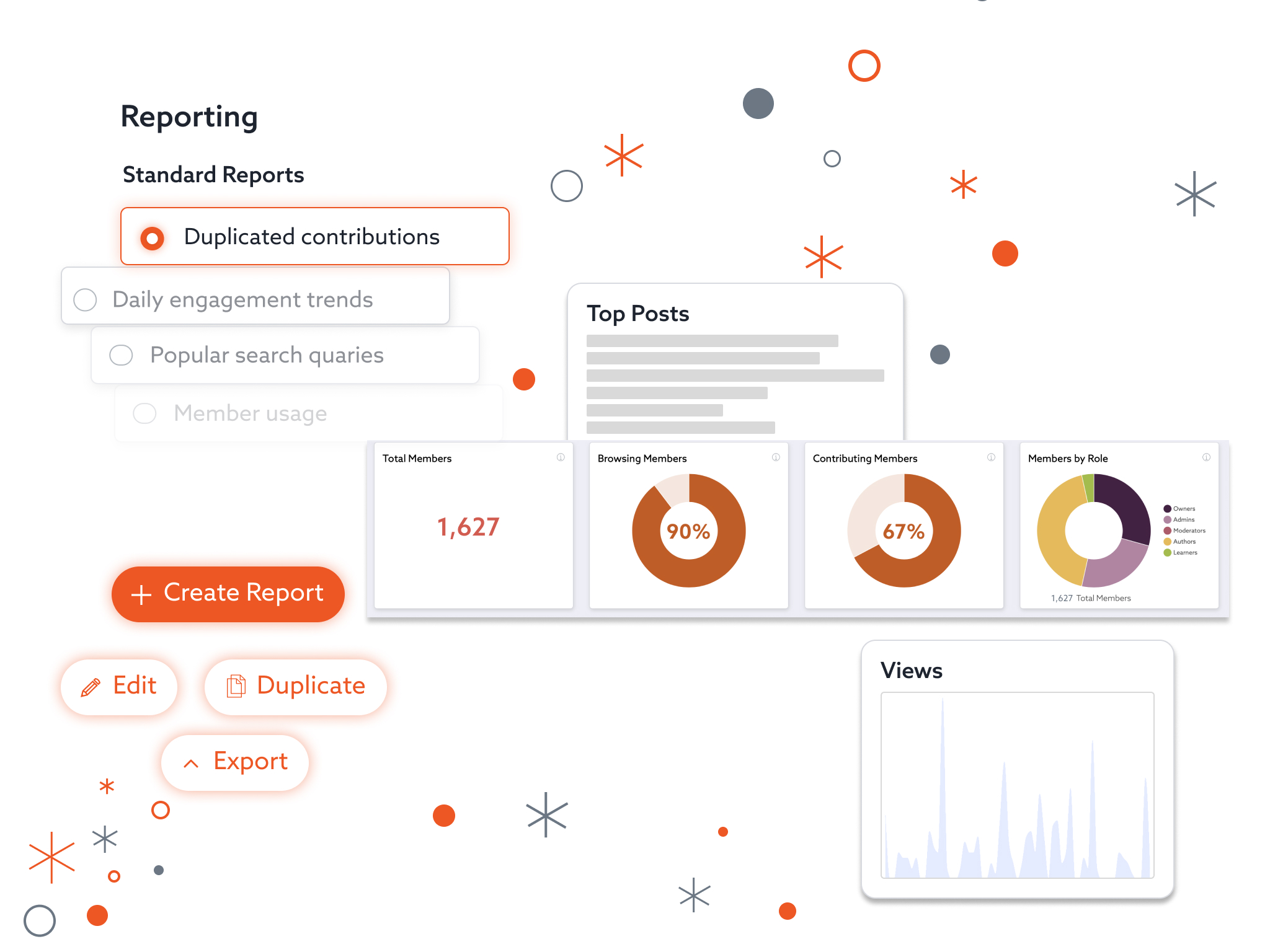 Track your knowledge engagement with built-in analytics to uncover behavior trends and gaps.
