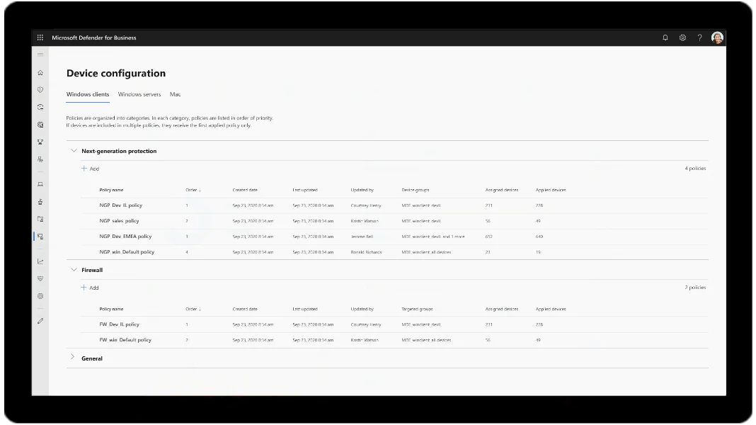 Microsoft Defender for Business Software - Configure policies for Windows clients, Windows servers, and MacOS devices