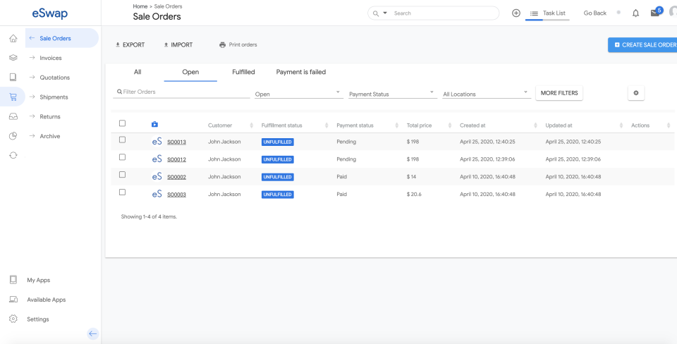 eSwap Software - eSwap order management