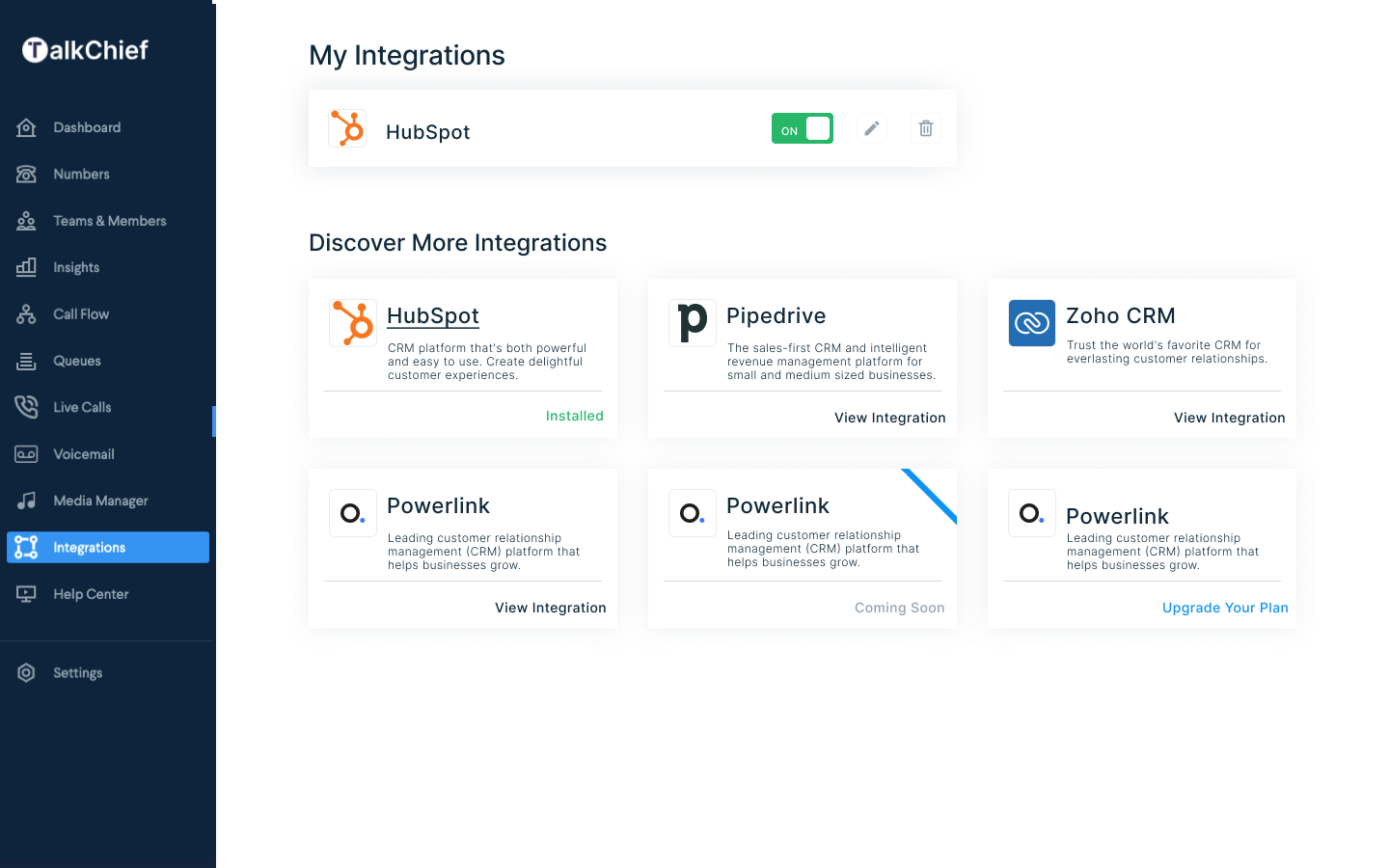 TalkChief Software - The TalkChief CRM integrations seamlessly connect your customer relationship management (CRM) platform with TalkChief's powerful communication tools.