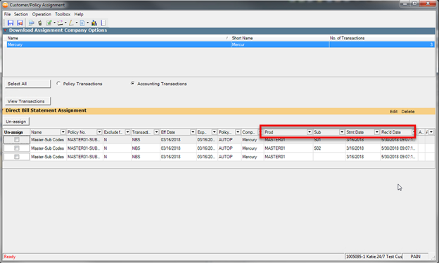AMS360 customer/policy assignment