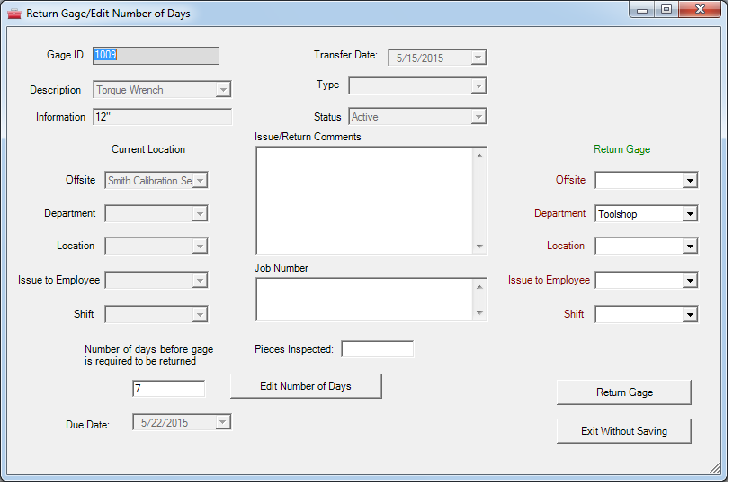 Gage Control Software Software - 2