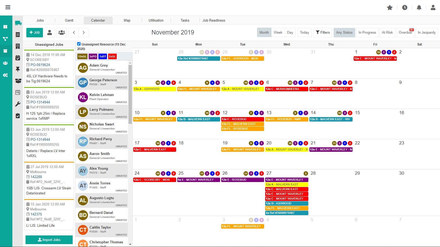 Dusk IOP Software - Assign your own colours based on your planners, work types or resources