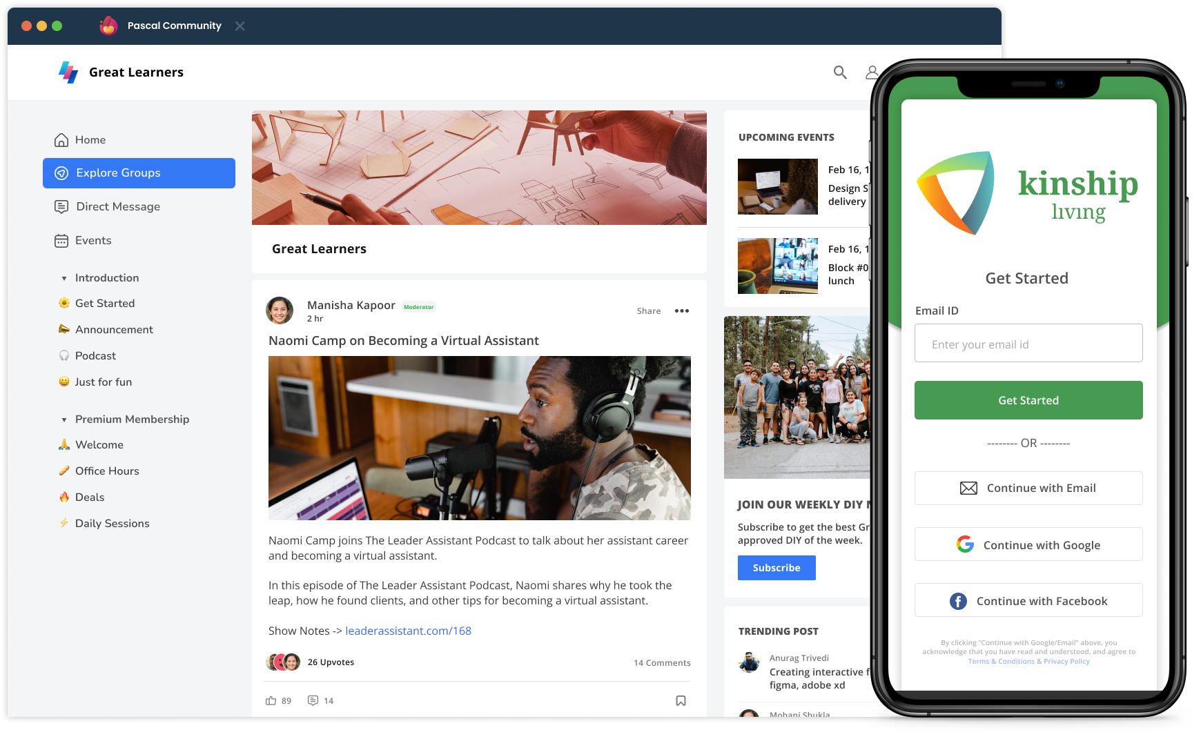 Pensil screenshot: Build personalised community experience for your members on web, android & iOS.