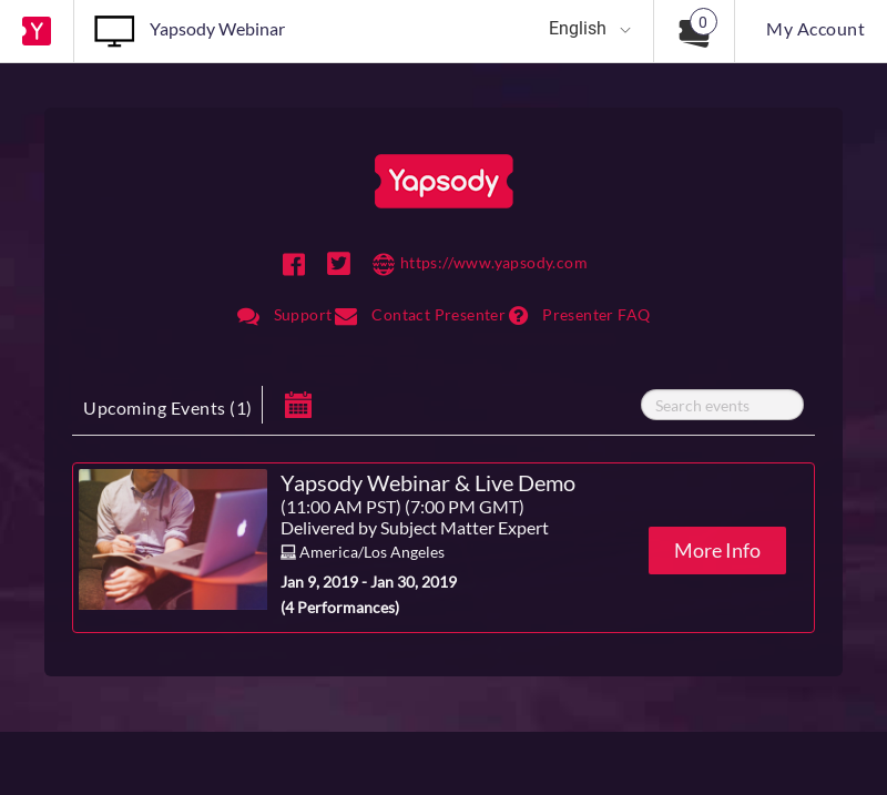 Yapsody screenshot: Online Ticket Store