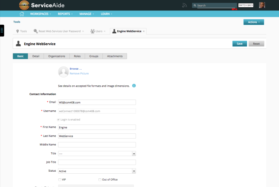 Add and edit basic contact information for users
