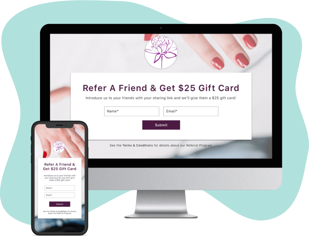 Design and integrate your custom referral program. Then, share it and watch as customers and advocates enrol.