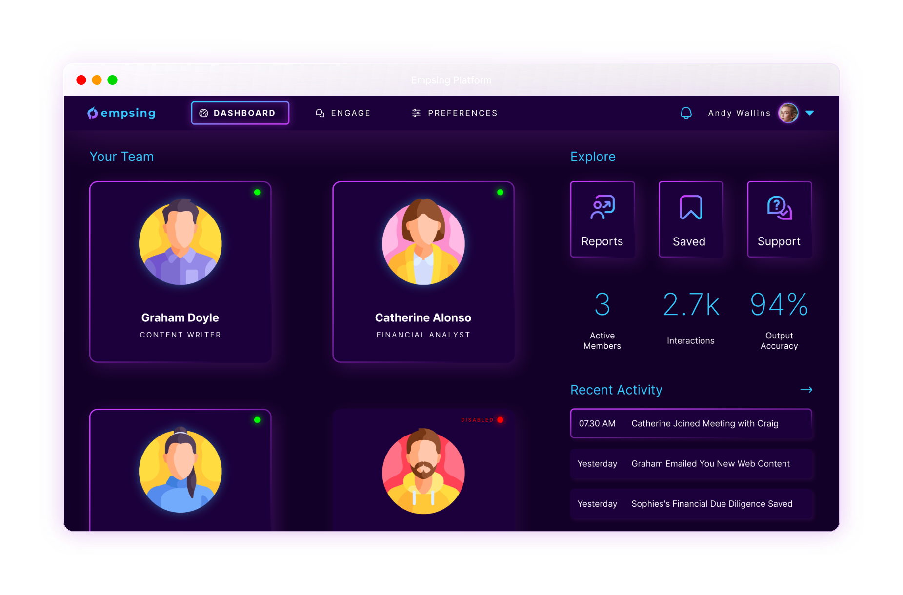 Empsing screenshot: Empsing Dashboard