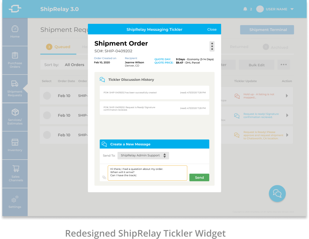 ShipRelay Software - ShipRelay Tickler Widget