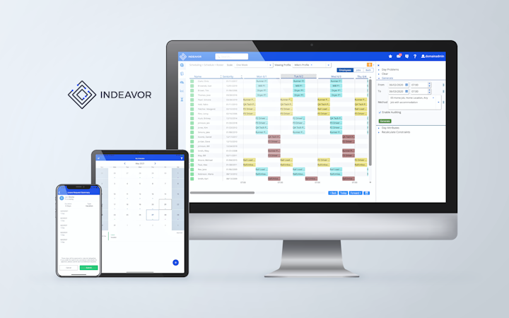 Indeavor Solutions screenshot: Manage employees from desktops, mobile phones, or tablets