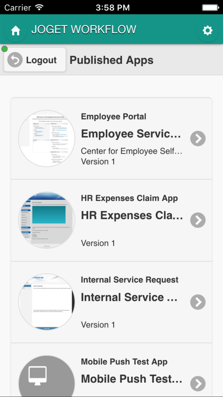 Joget Workflow Mobile: Apps are automatically optimized for mobile devices.