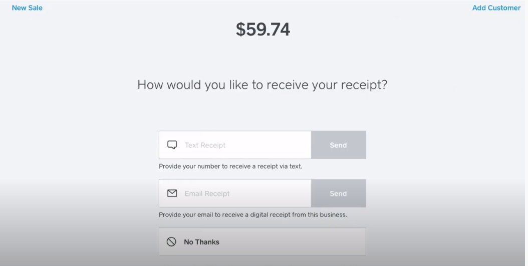 Square Payments Software - Square Payments digital receipts