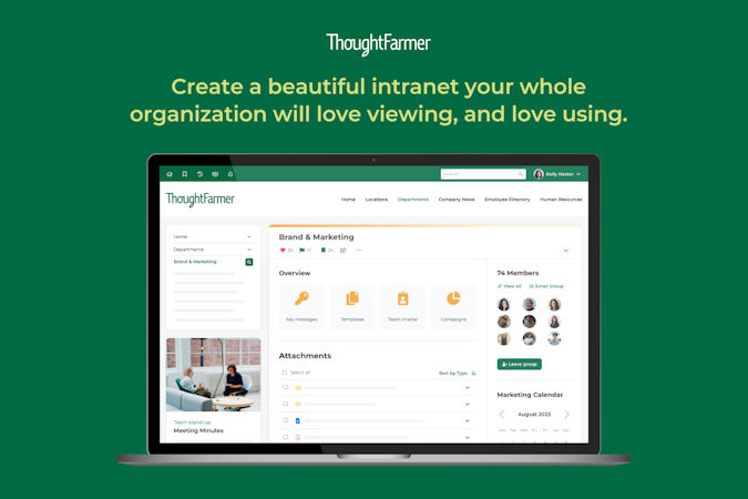 ThoughtFarmer screenshot: With ThoughtFarmer, anyone can create a beautiful intranet without needing specialized design skills.