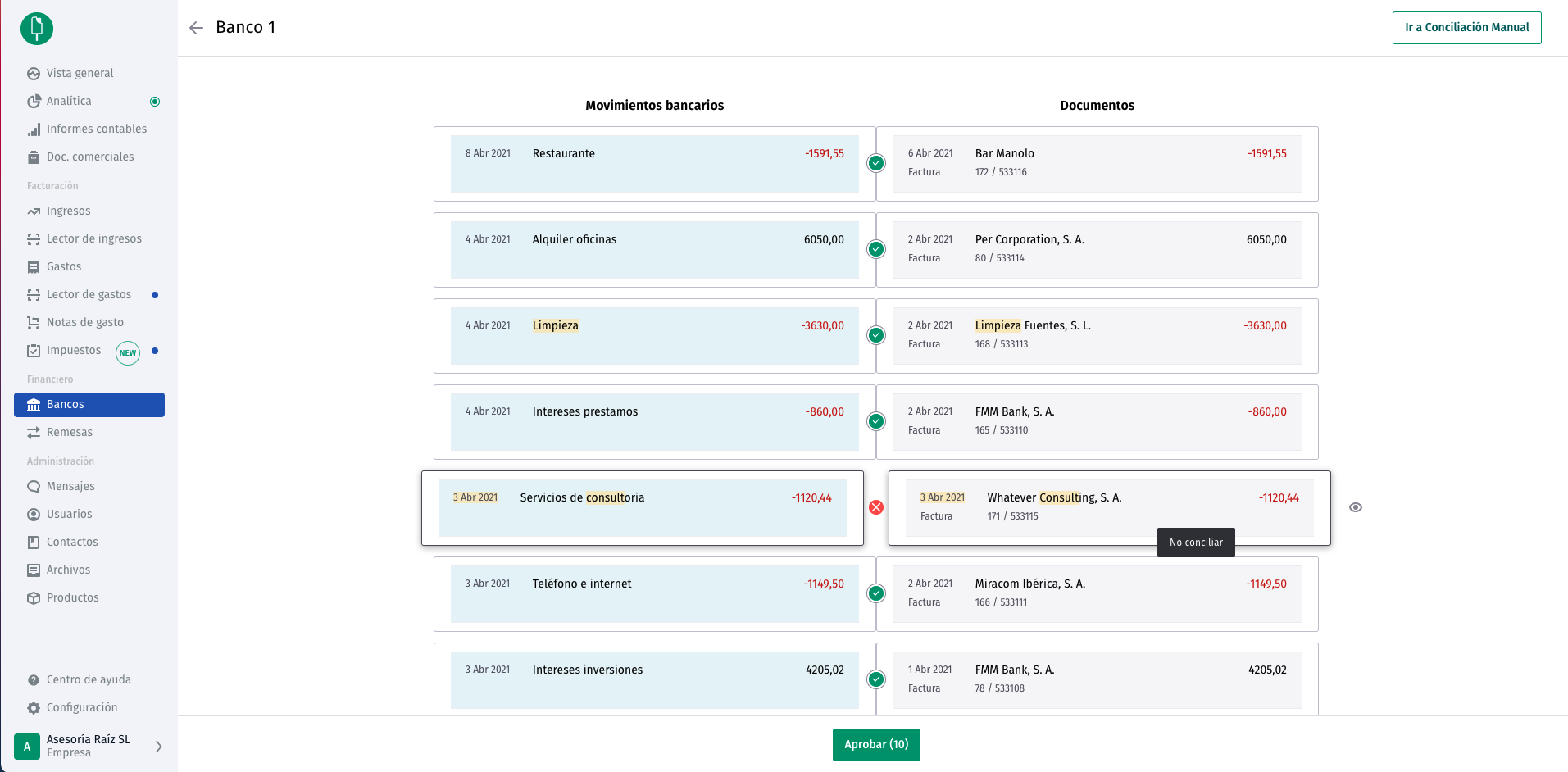 Quipu Software - *Conectar con Bancos y Conciliación Automática* Conecta todas tus cuentas bancarias al programa y concilia todos los movimientos.