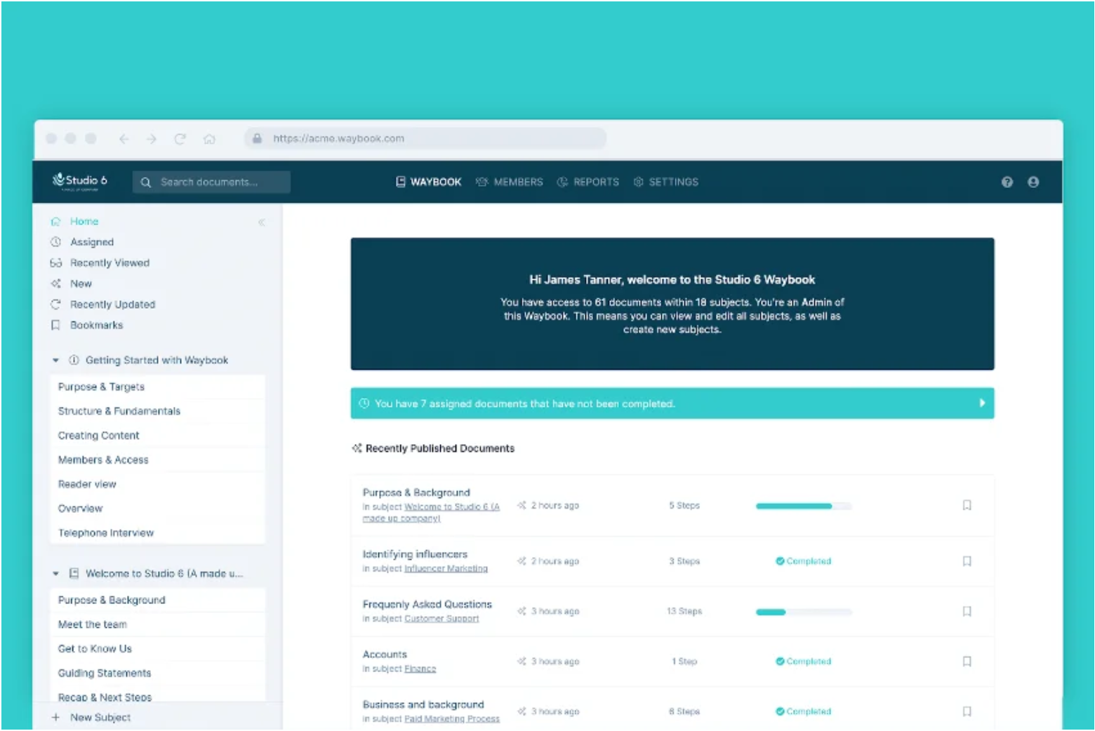 Keep all your crucial business knowledge organized and accessible in the Waybook dashboard.-thumb