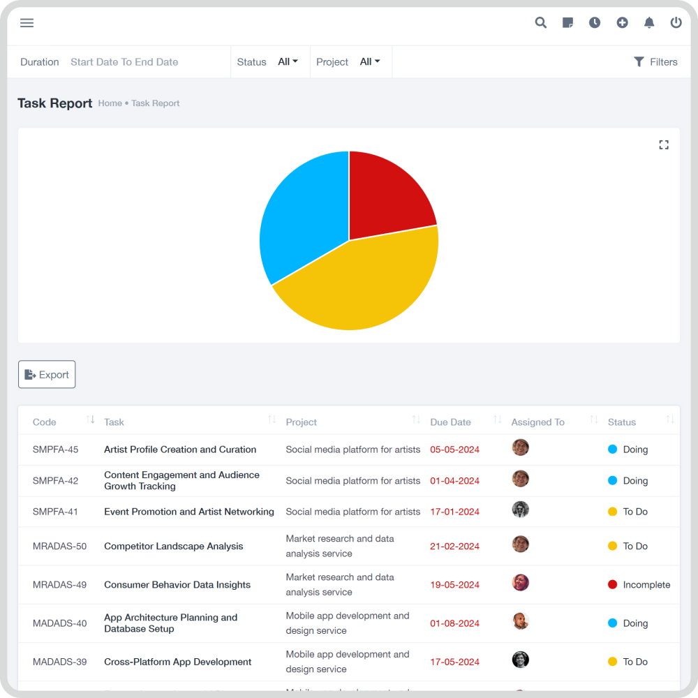 RydrexCRM Software - RydrexCRM task reporting