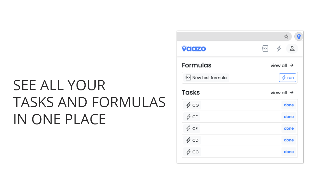 See All Your Tasks and Formulas in One Place