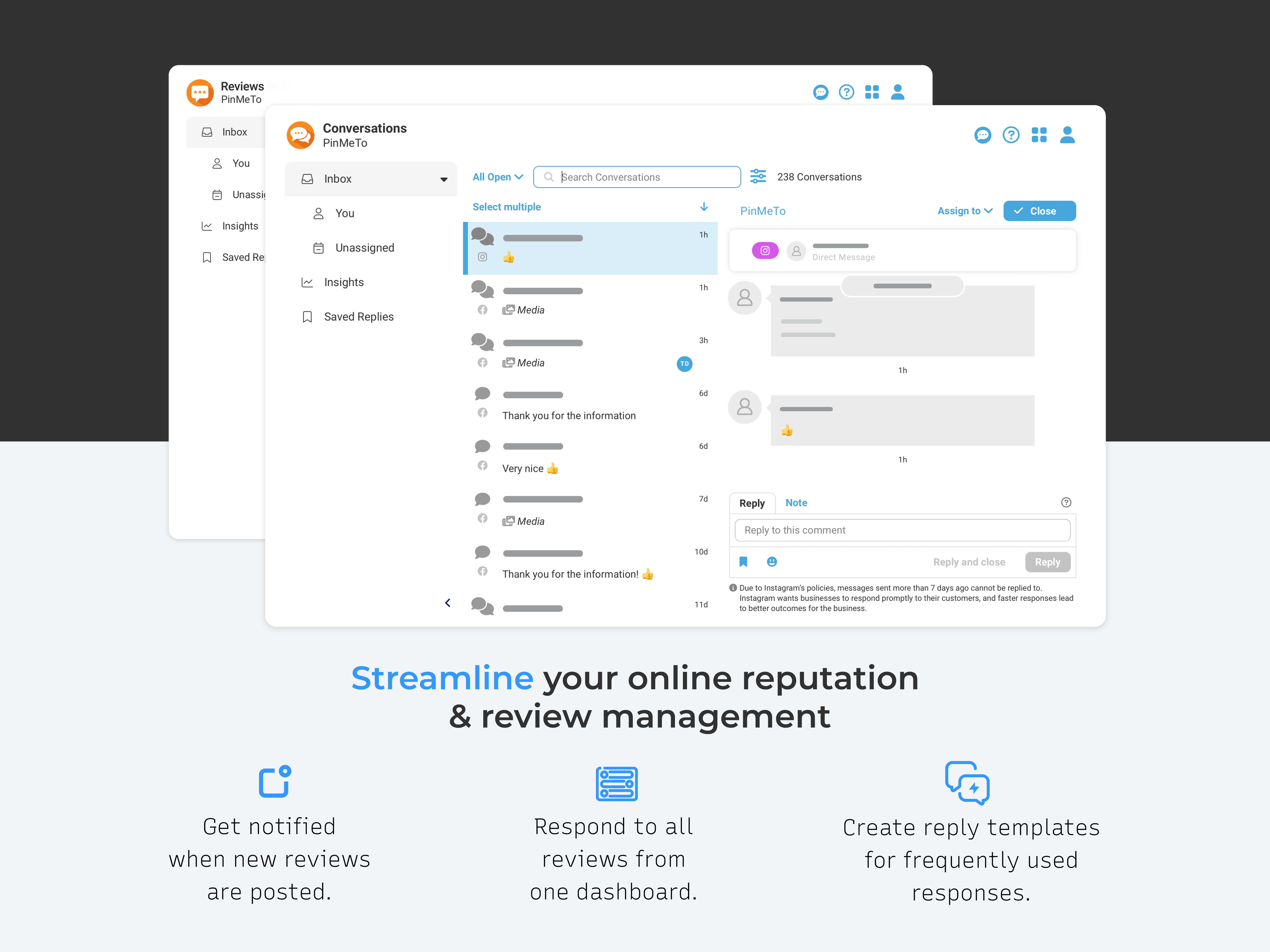 Monitor and respond to reviews and messages online