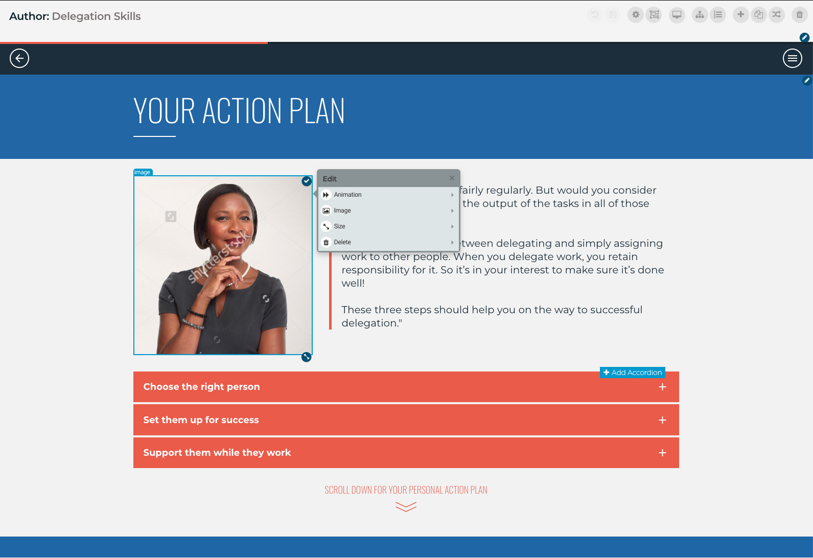 Elucidat's WYSIWYG authoring interface that makes it quick and easy to add and edit your content.