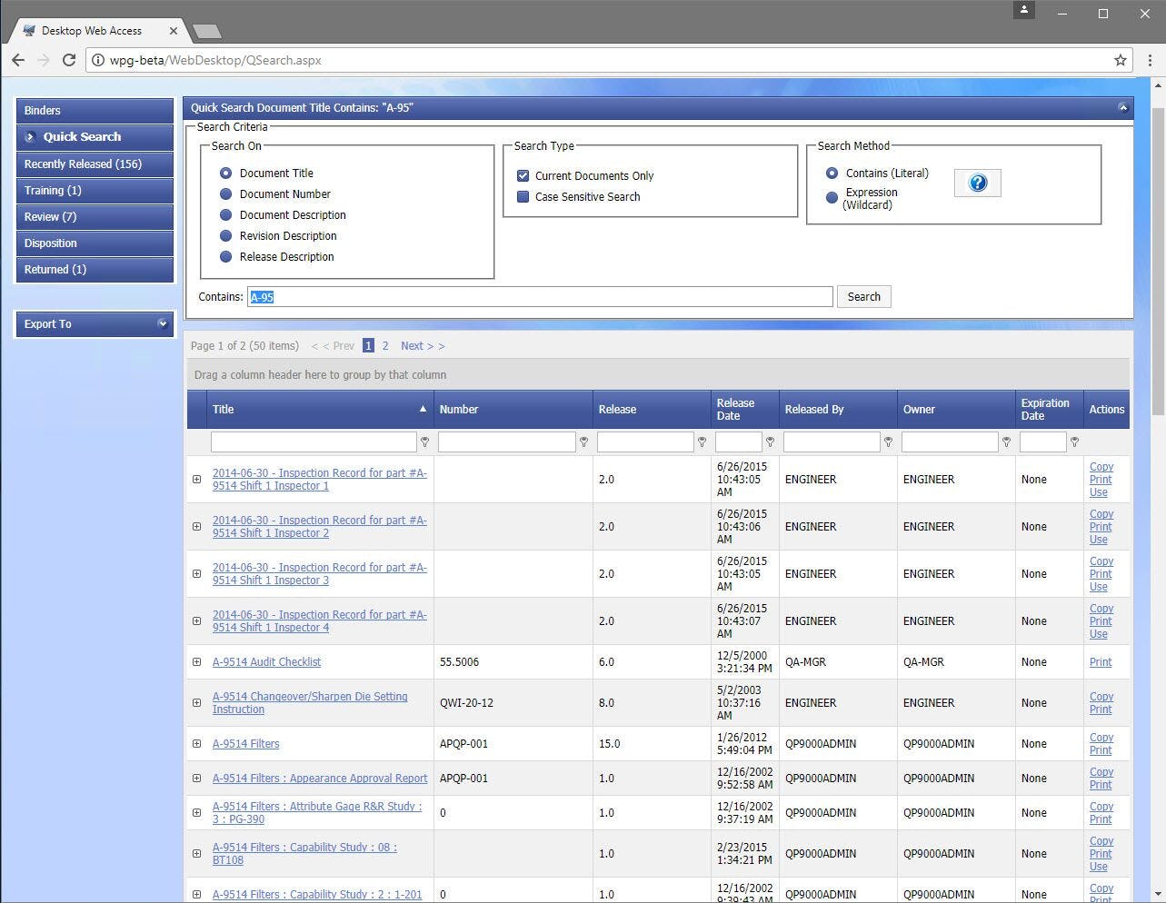 Waypoint Global Software - Waypoint Global search functionality