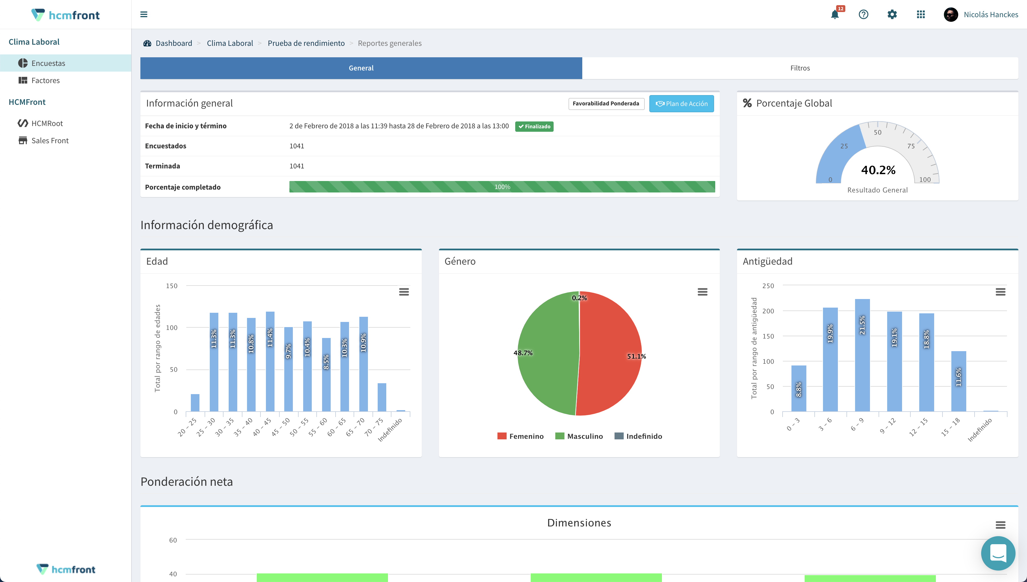 HCMFront Software - Surveys and Work Climate - Carry out different types of surveys to build a healthy company culture.