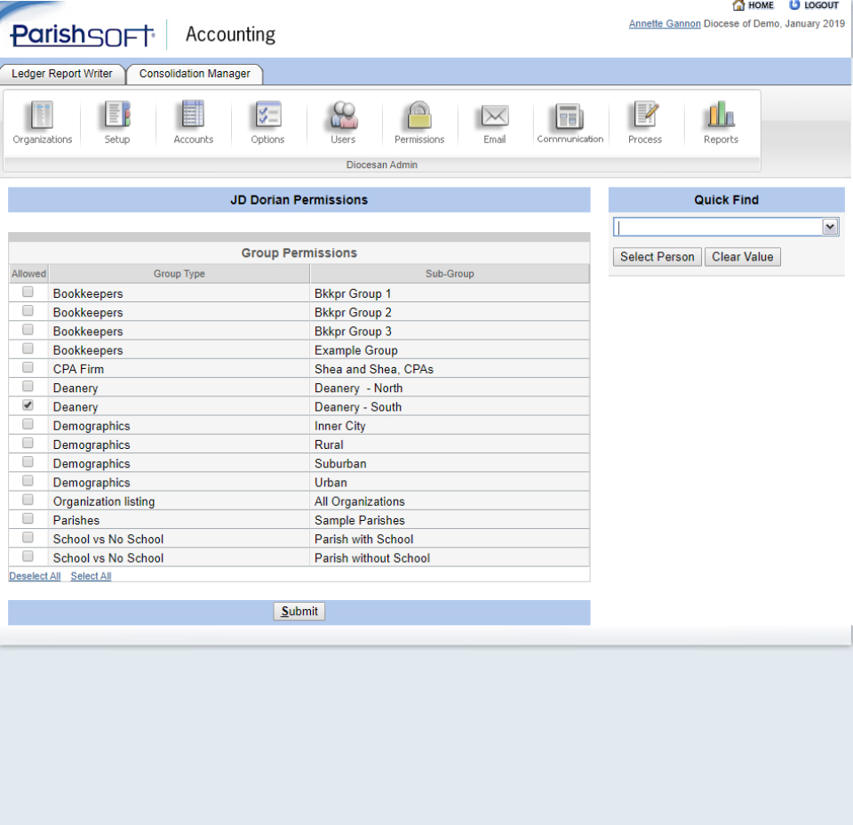 ParishSOFT Accounting screenshot