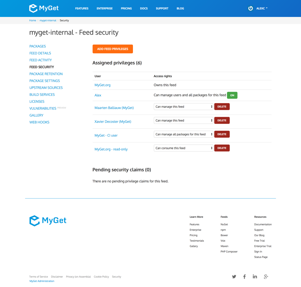 MyGet Software - MyGet feed security