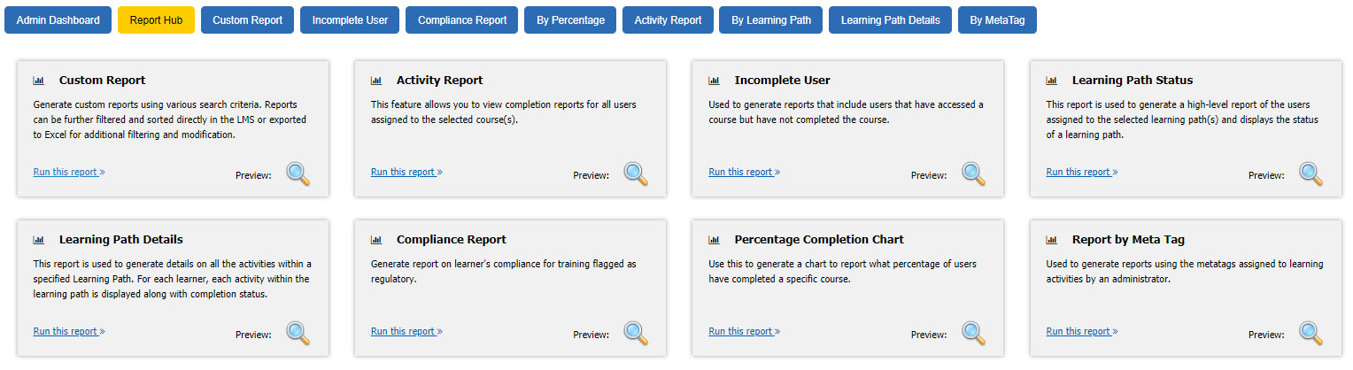 Variety of reports available.