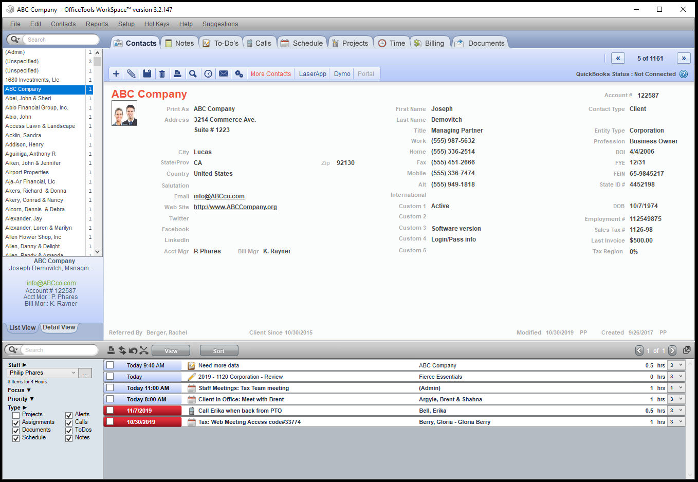 OfficeTools Software - Contacts