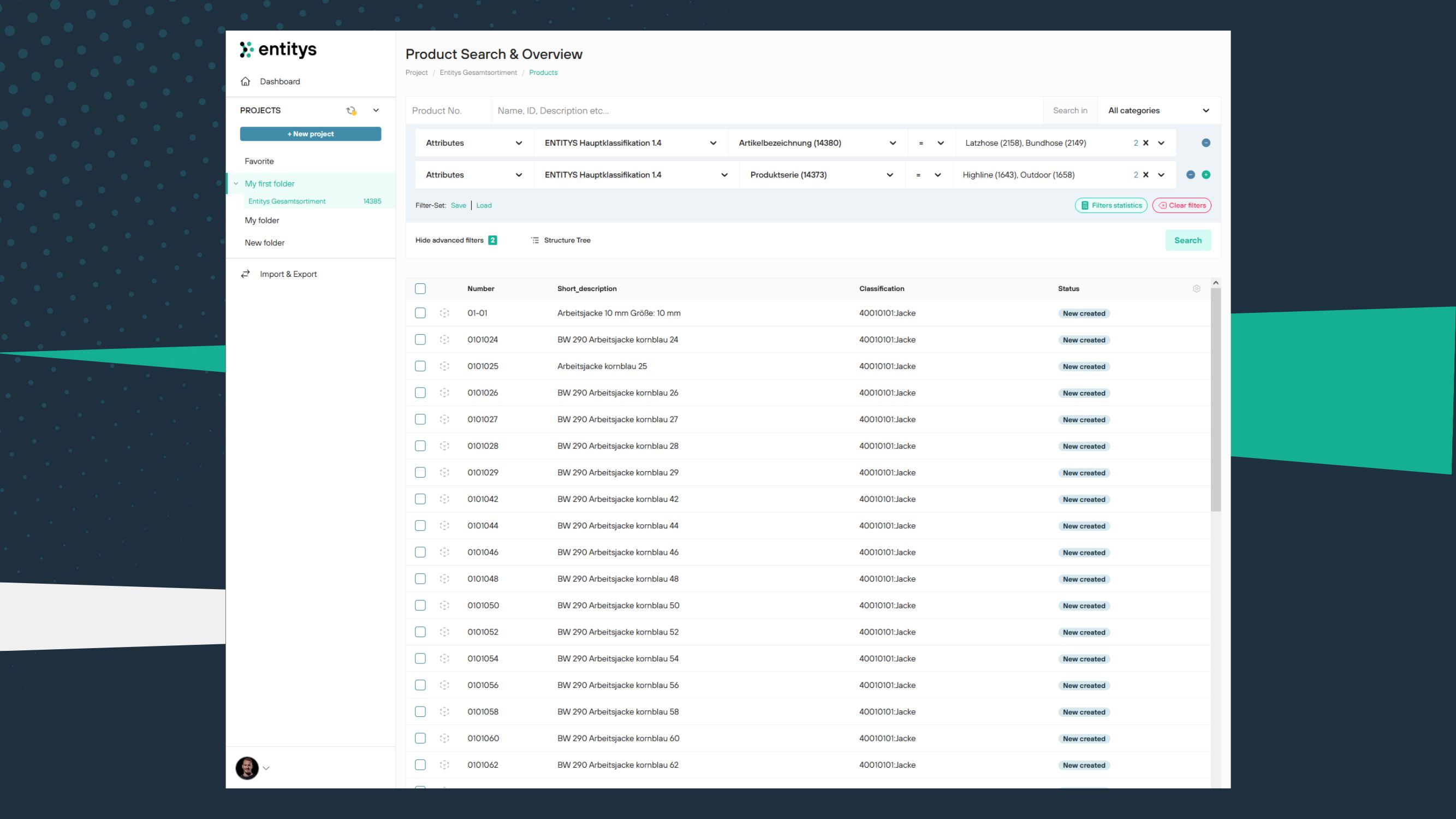 entitys screenshot: Product Search