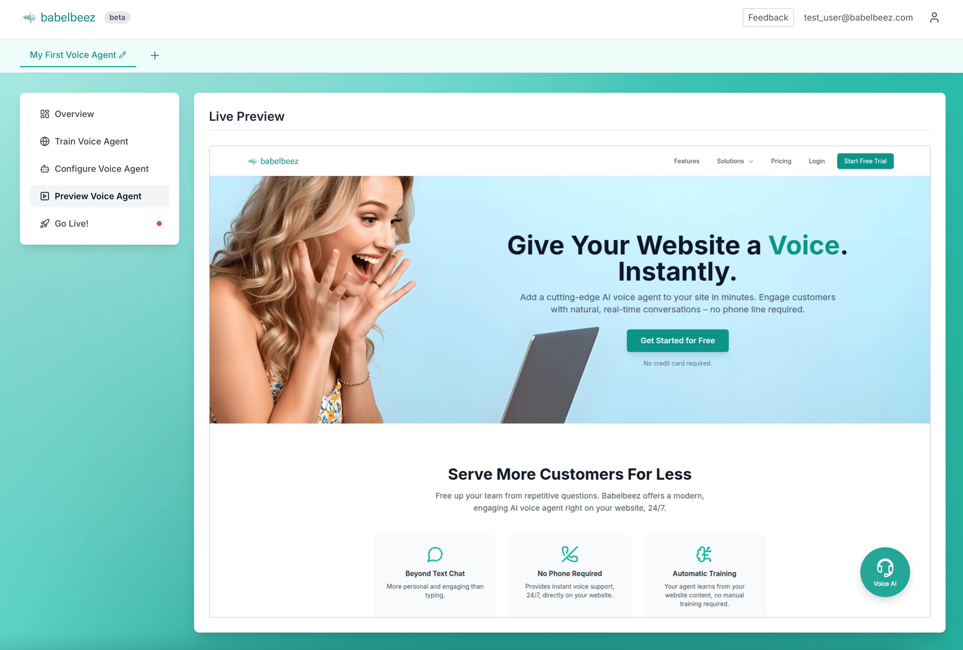 Babelbeez screenshot: Babelbeez dashboard