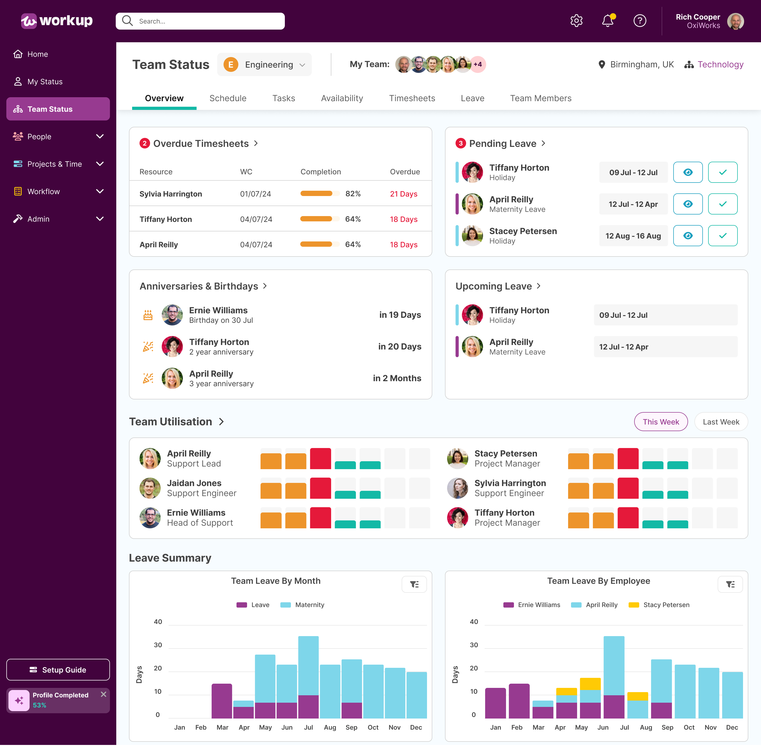 Workup screenshot: Team Status