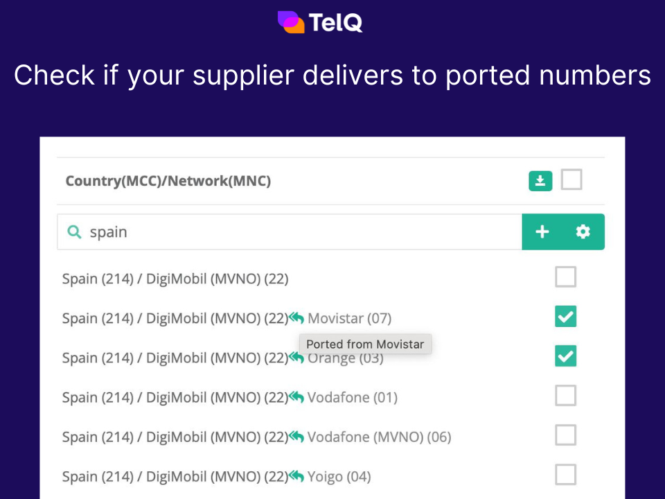 Check if your supplier delivers to ported numbers