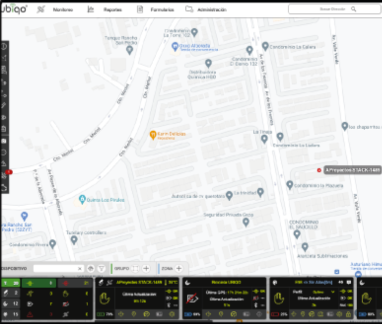 Ubiqo Monitoring Platform screenshot: Ubiqo Monitoring Platform view and manage routes on map