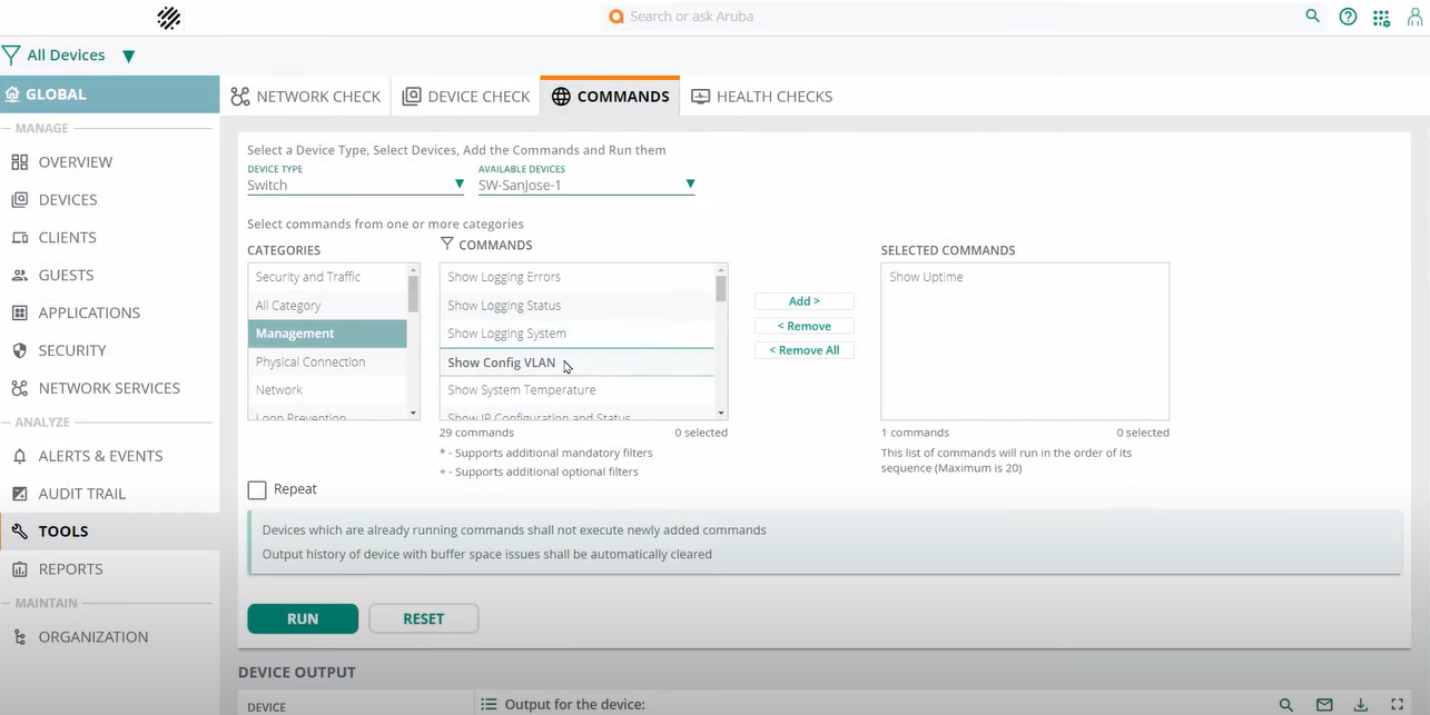 Aruba Central Software - Aruba Central commands