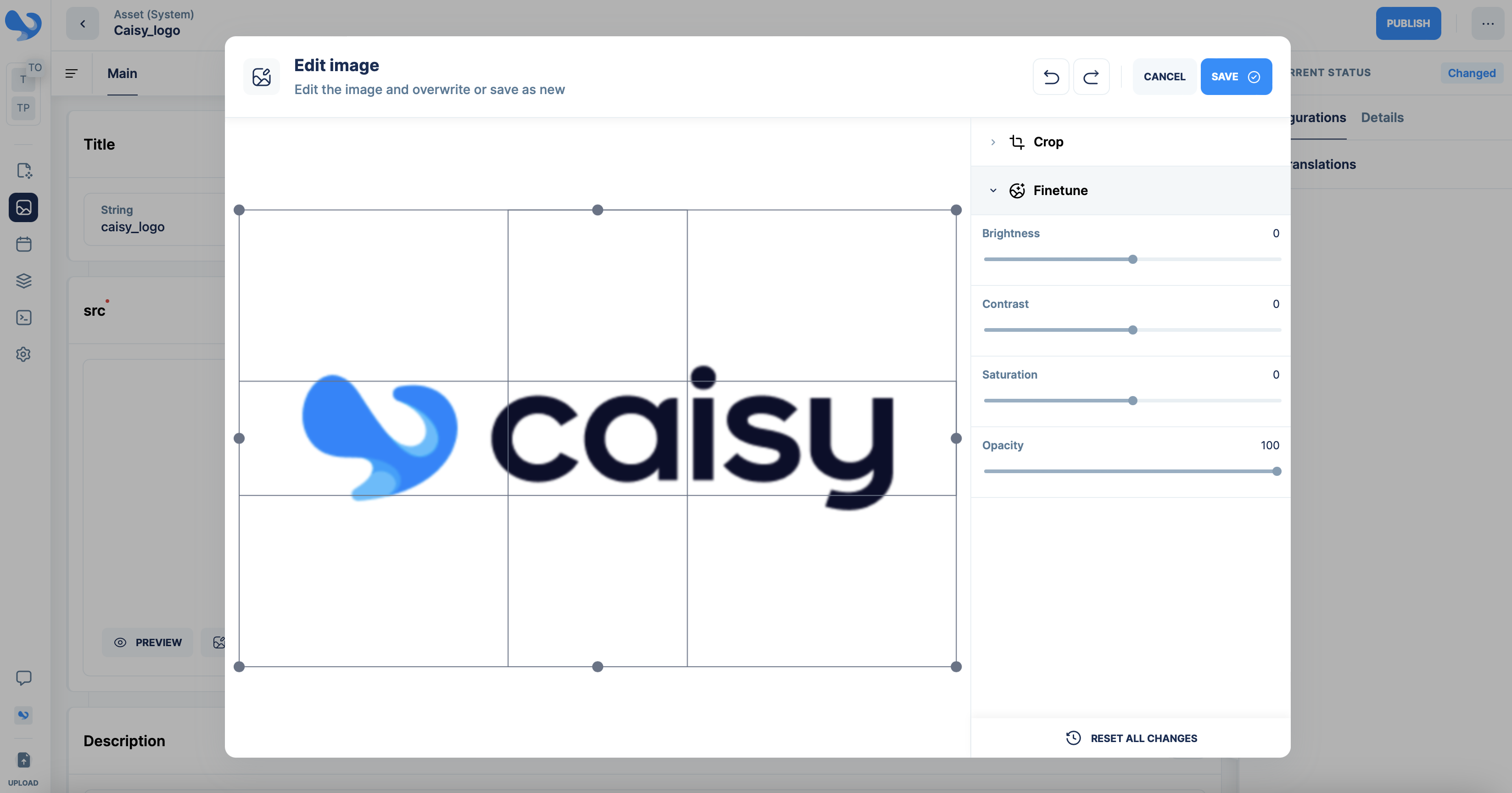 Change the brightness, crop and more: Edit your images directly in caisy.