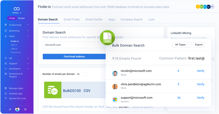 Domain email search