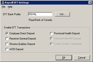 EFT/Direct Deposit Feature