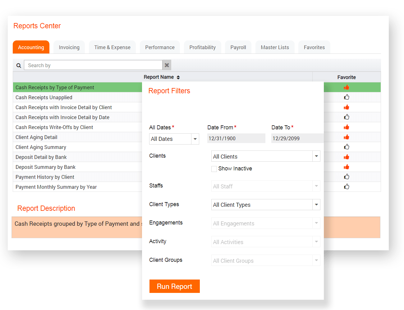 Mango Practice Management Software - Mango Billing reports center screenshot