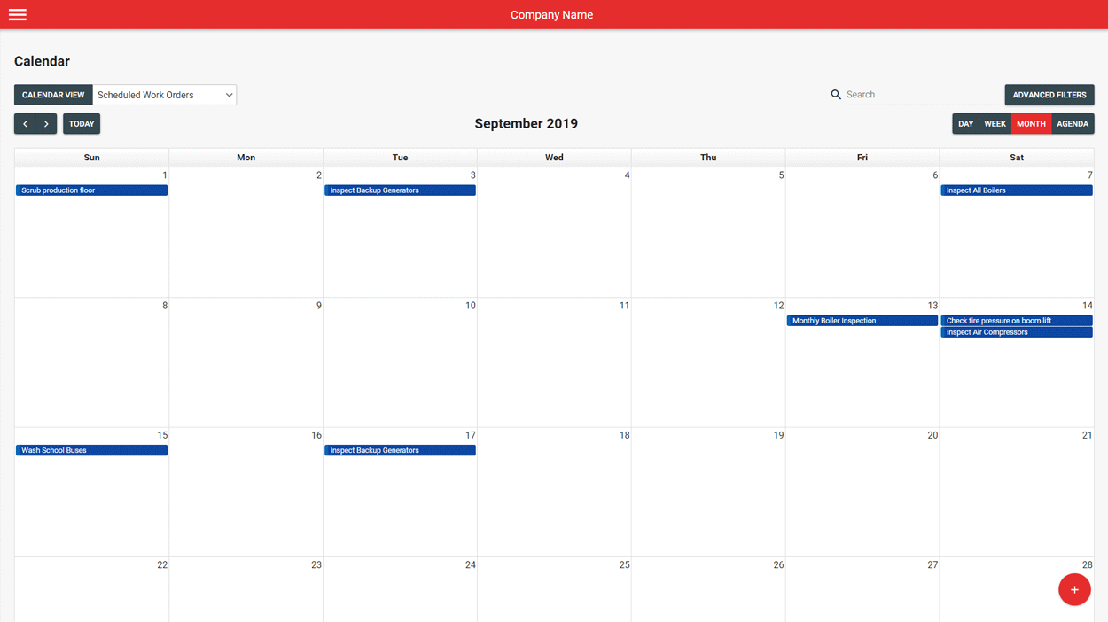 Q Ware CMMS Software - Work Order Calendar