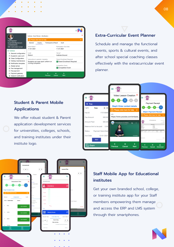 Teacher , Student and Parent Mobile apps