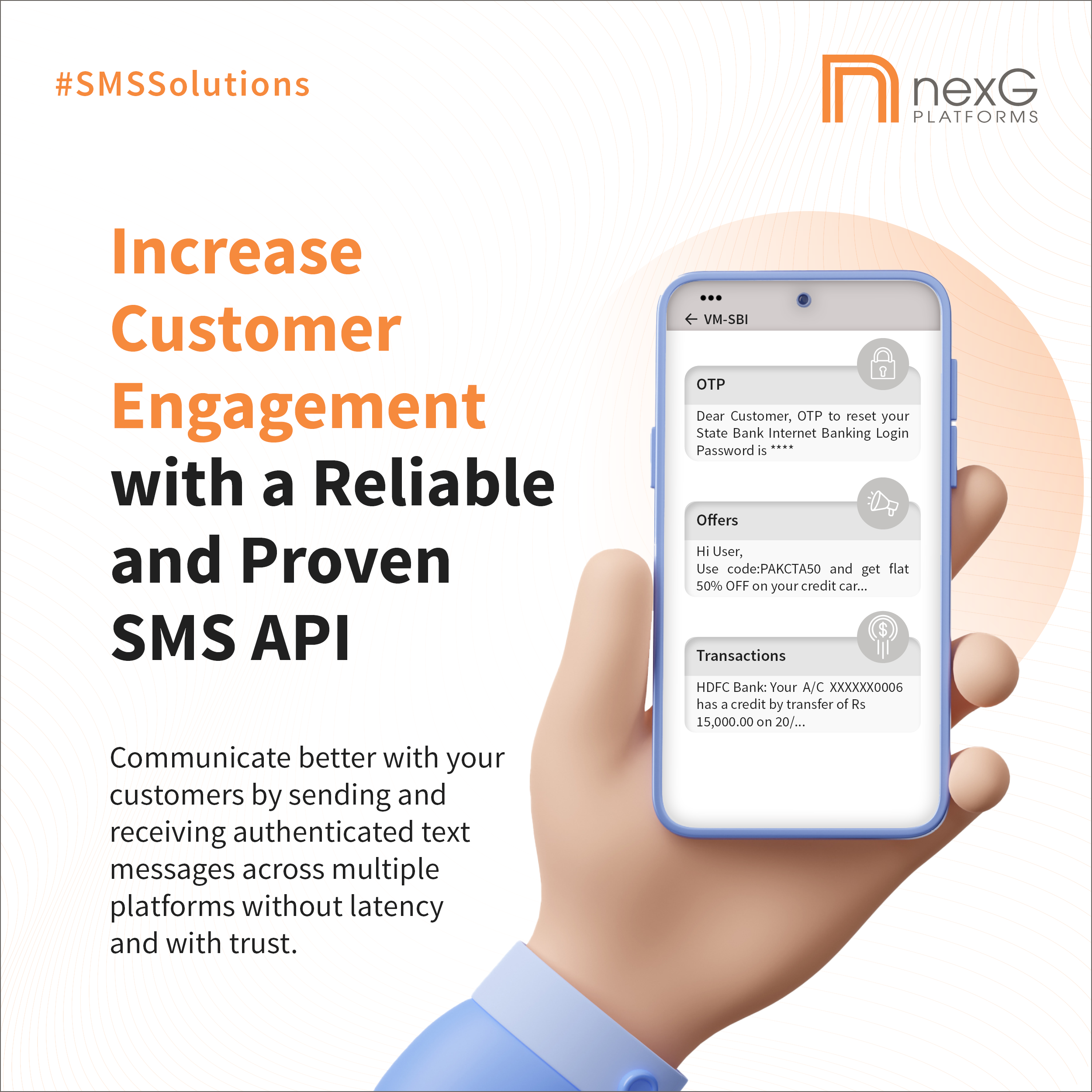 nexG Platforms provides a secure and compliant platform for two-way conversations at scale. With 2-way SMS conversations via dedicated long and short codes, customers can message you back for a personalised experience.