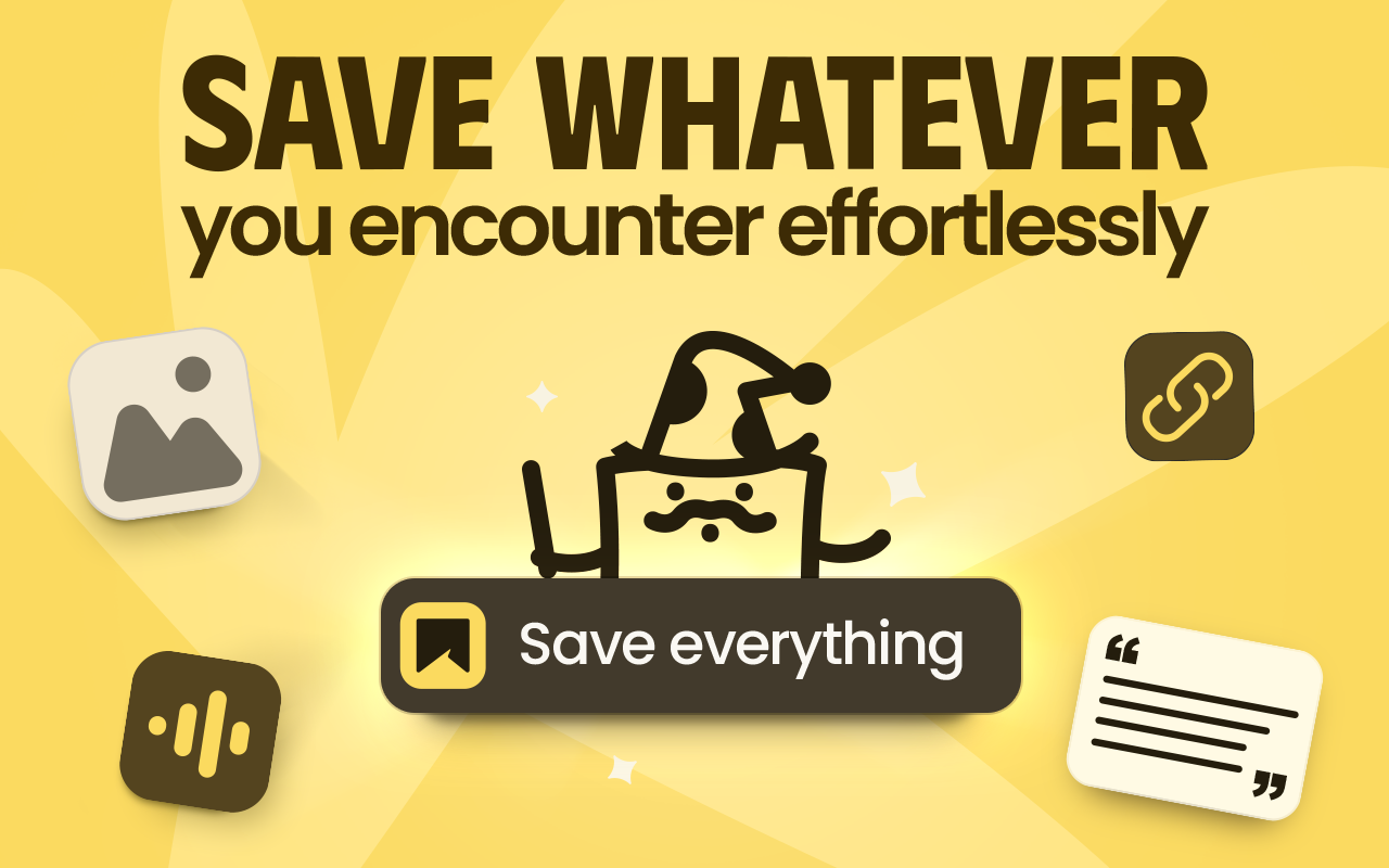 With SaveDay, you can save whatever you encounter, including images, videos, notes, articles, files, and podcasts.